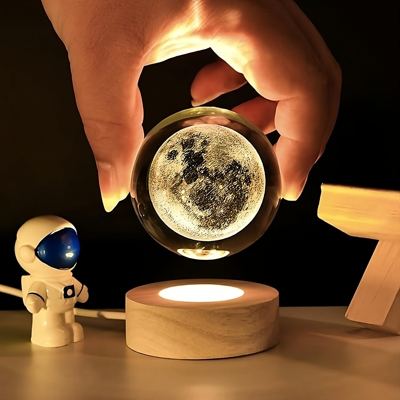 Lámpara Luna Llena 3D Flotante